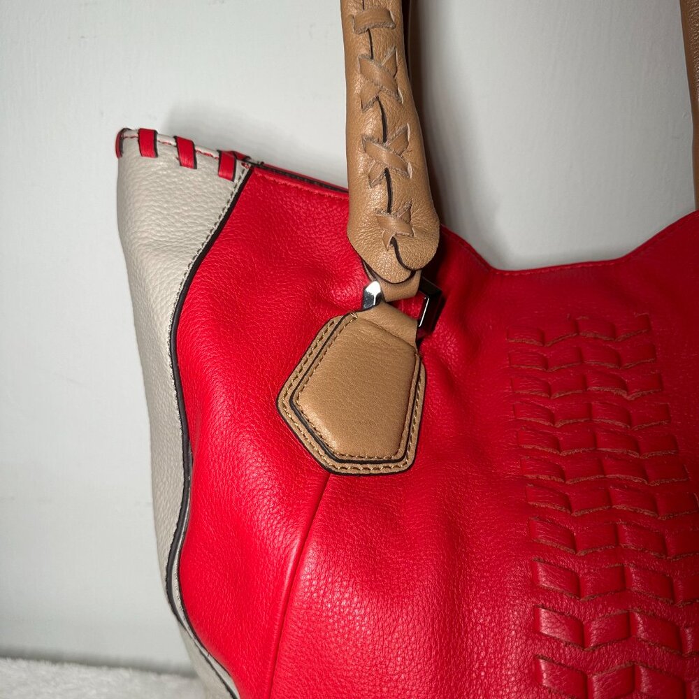 orYany Lyssie Soft Pebbled Leather Colorblock Tote - Berry - Picture 6 of 10